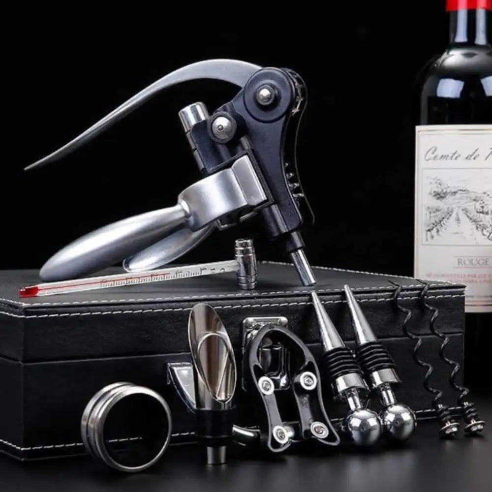 Coffret en Cuir Tire-bouchon Professionnel Argent