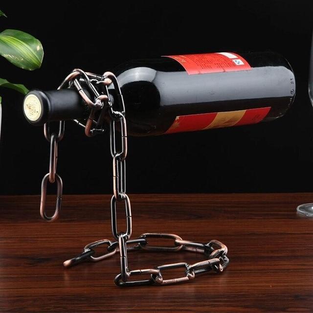 Porte-bouteille de Vin Chaîne Métal<br> Bronze